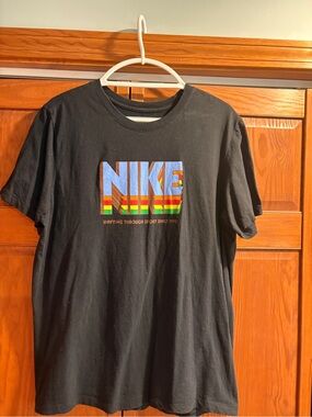 Nike Black Tee with White Logo Print